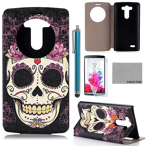 COCO FUN Floral Skeleton Pattern PU Leather Full Body Case with Screen Protector, Stylus and Stand for LG G3 D850