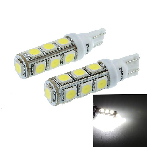 t10 (149 168 W5W) 6.5W 13x5060smd 480-560lm 6500-7500k белый свет для парковки автомобилей лампы (dc12-16v / пара)