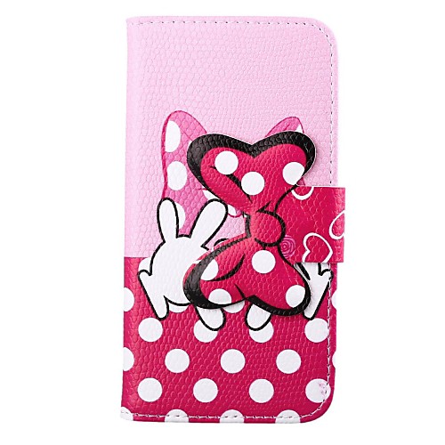 Double Hands Bowknot White Dots Pattern Bowknot Buckle PU Leather Full Body Case for iPhone 6