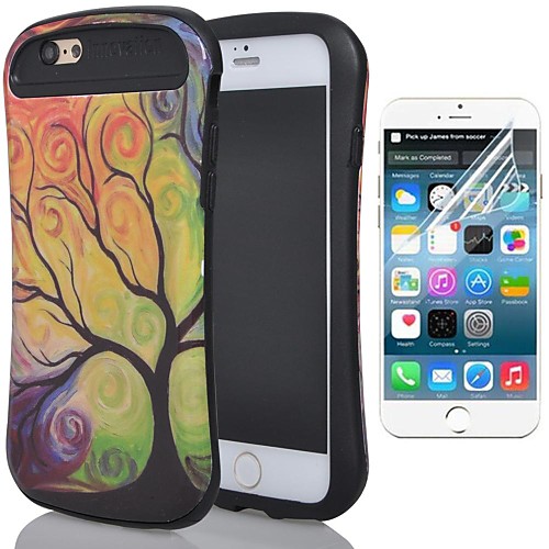 Two-in-One Oil Painting Trees Pattern PC and Silicone Cover and Protective Film for iPhone 6