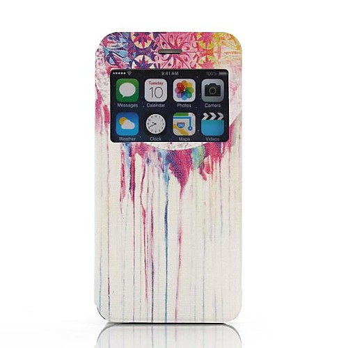 Colorful Ink Pattern One Window Clamshell PU Leather Full Body Case for iPhone 6