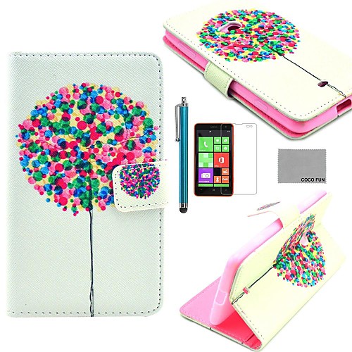 COCO FUN Balloon Tree Pattern PU Leather Full Body Case with Screen Protector and Stylus for Nokia Lumia N625