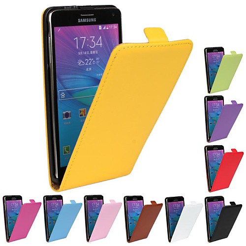 Flip-Open Solid Color Pattern Genuine Leather Full Body Case for Samsung Galaxy Note 4(Assorted Color)