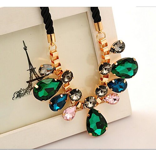 Love Is Your Big Gem Drops Necklace Crystal Costly Short Statement Necklaces Accesories