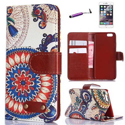 Retro Design Dream Catcher Pattern PU Leather Full Body Cover with Card Stylus and Protective Slot for iPhone 6