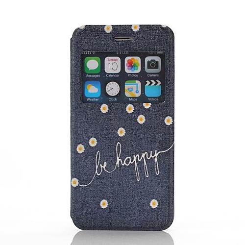 Daisy Be Happy Pattern One Window Clamshell PU Leather Full Body Case for iPhone 6