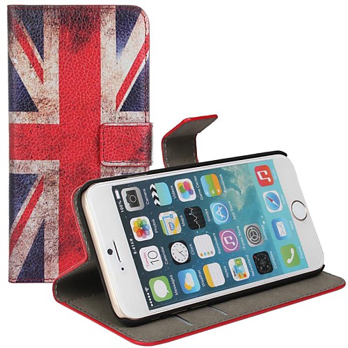 British Flag Pattern Genuine Leather Case with Stand and Card Slot for iPhone 6