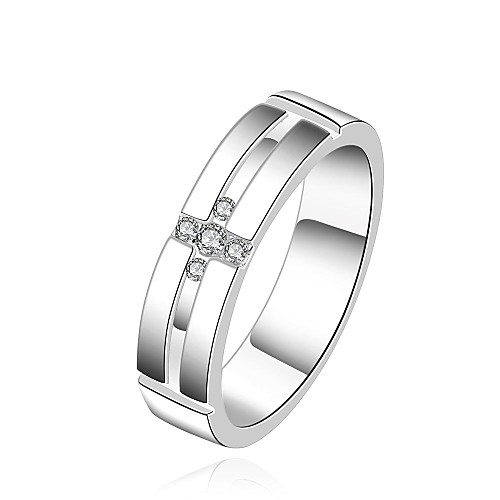 Fashion Women (Zircon Inlaid) White Silver-Plated Women Rings (White) (1 Pc)