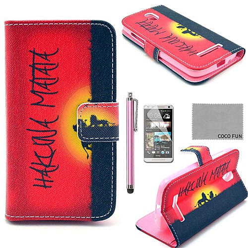 COCO FUN Hakuna Sunset Pattern PU Leather Case with Screen Protector, Stylus and Stand for HTC Desire 500