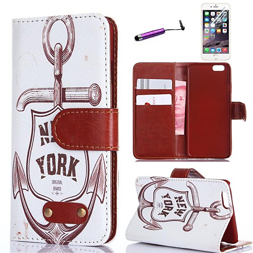 Retro Design New York Pattern PU Leather Full Body Cover with Card Stylus and Protective Slot for iPhone 6