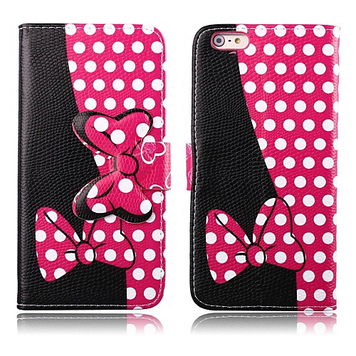 Bow and Dot Pattern Full Body Leather Case with Stand for iPhone 6 Plus