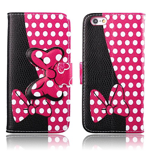 Dark Pink Bowknots Pattern PU Leather Full Body Cover with Stand for iPhone 6