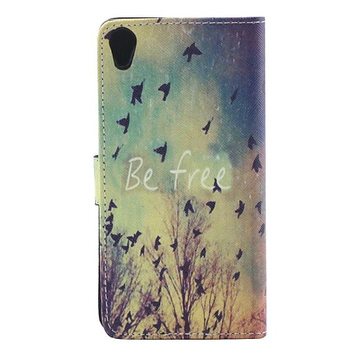 Swallow Pattern PU Leather Flip-open Full Body Case with Stand for Sony Z3