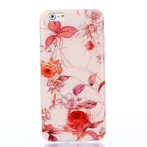 Elegant Flowers Pattern Silicone Soft Cover and Mini Diaplay Stand for iPhone 6