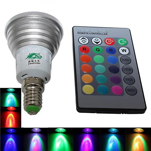 zweihnde e14 3w 200LM RGB LED прожектор с дистанционным управлением (AC 85-265V)