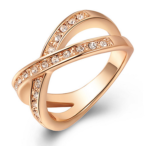 ROXI X Shape Genuine SWR Crystal Golden Statement Ring(1 Pc)