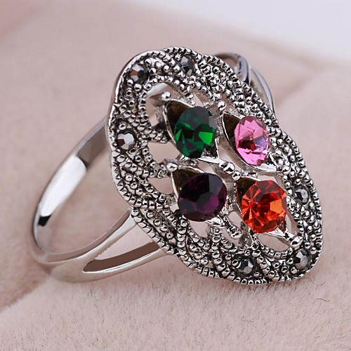 Vintage Elegant Colorful Rhinestone Statement Ring