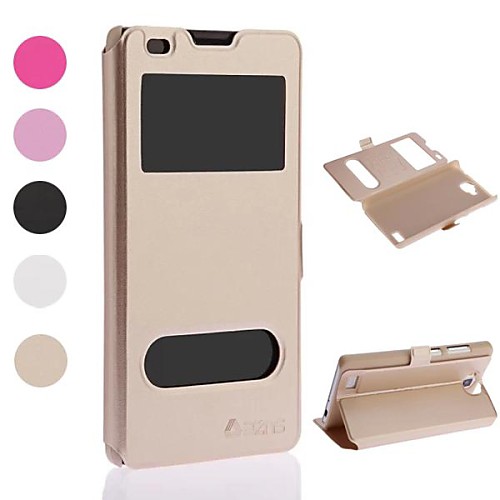 Double Window Design PU Leather Full Body Case with Stand for Huawei Honor 3C (Assorted Colors)