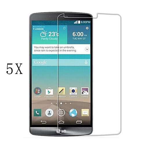 [5-Pack]Professional High Transparency LCD Crystal Clear Screen Protector with Cleaning Cloth for LG G3