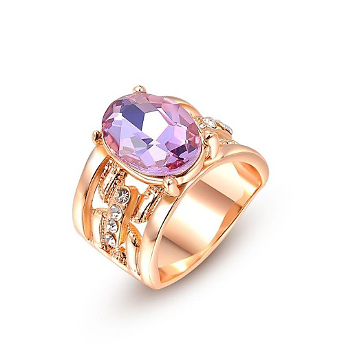 Noble And Elegant Party Jewelry 18K Rose Gold Plated Shining Purple Colour Austria Crystal Diamond Finger Ring