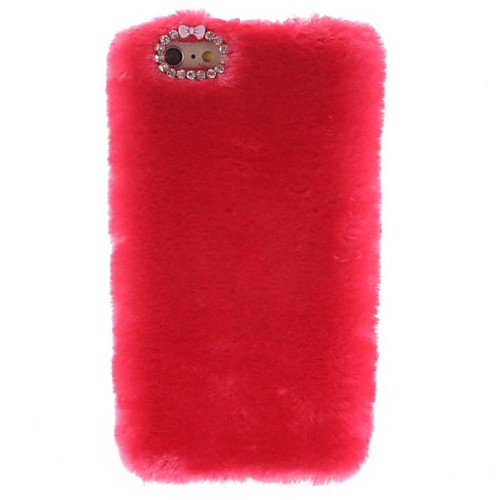 Deluxe Ladies' Favorite Fox Fur Style Fluffy Hard Case with Diamond Camera Chrome for iPhone 6 (Assorted Colors)