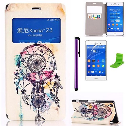 Dream Catcher Pattern PU Leather Case with Screen Protector,Stylus and Stand for Sony Xperia Z3 L55T