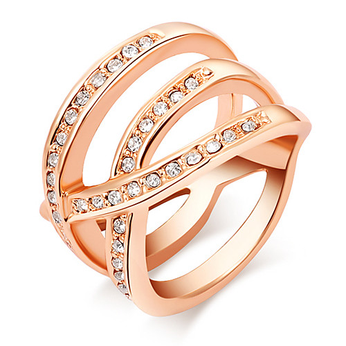 ROXI Classic Rose Gold plated Austrian Crystals Statement Ring(1 Pc)