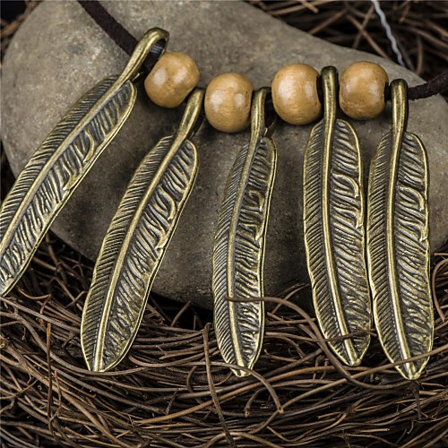 шлейф женщин&деревянные бусины бронза старинные ожерелье