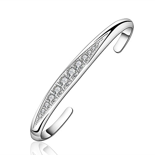 Zircon Inlaid Fashion Silver Plated Bangles (1 Pc)