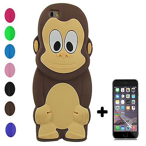 Cartoon Monkey Design Soft Case with Screen Protector for iPhone 6 (Assorted Color)