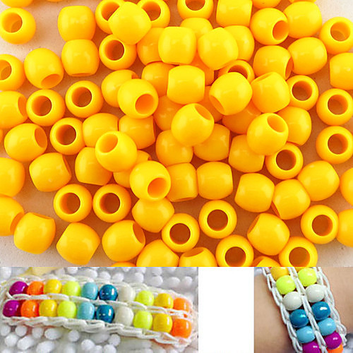 Approx 100PCS 8x9MM Light Yellow Pearlescent Pony Beads For Rainbow Loom Bracelet DIY Accessories