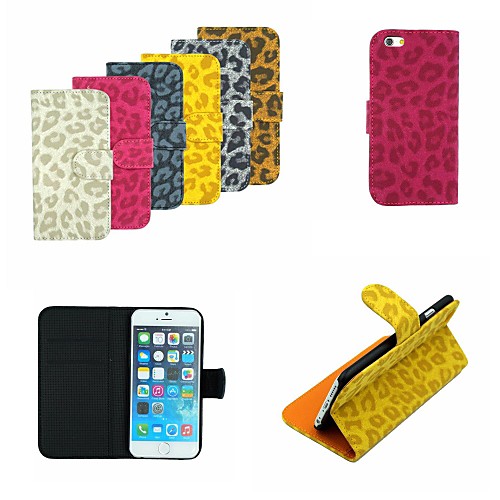 Leopard Print Pattern PU Leather Flip Wallet Case with Card Holder And Stand Function for iPhone 6 (Assorted Colors)