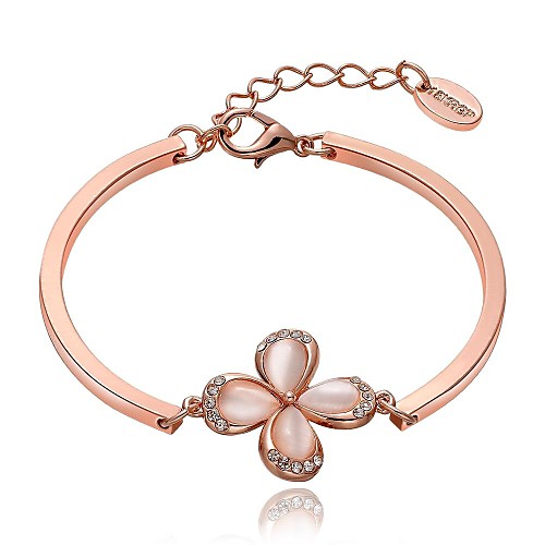 Women's Rose Gold Plated Flowers Drill Bracelet