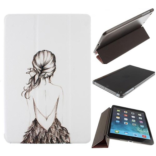 Beautiful Girl Pattern PU Leather Case with Stand for iPad Air