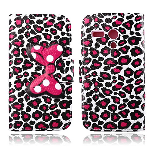 Leopard Grain Bowknot Pattern PU Leather Full Body Case with Stand for Motorola MOTO G