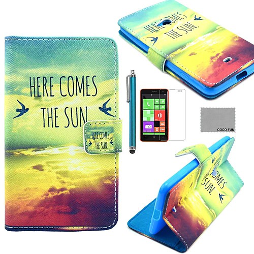 COCO FUN Sun Bird Pattern PU Leather Full Body Case with Screen Protector and Stylus for Nokia Lumia N625