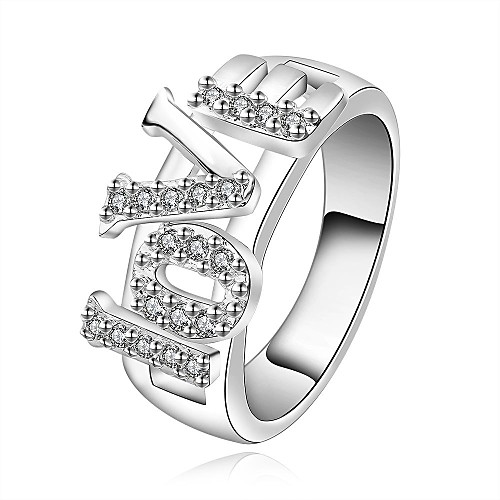 Fashion Women (Letters) White Silver-Plated Women Rings (Silver) (1 Pc)