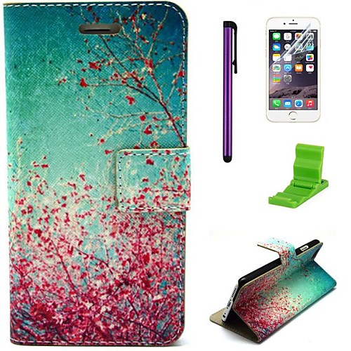 Autumn Leaves Pattern PU Leather Case with Screen Protector,Stylus and Stand for iPhone 6