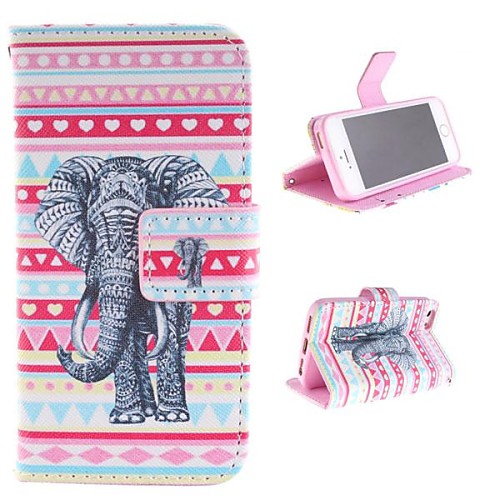 The Elephant Design PU Full Body Case with Card Slot for iPhone 5/5S