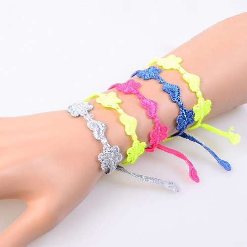 Italy Fashion Sweet Lace Flower Heart Friendship Bracelets(1PC)(Assorted Colors)