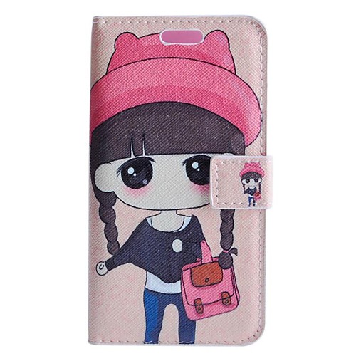 Lovely Girl Pattern PU Leather Full Body Cover with Stand for Huawei Y530/C8813