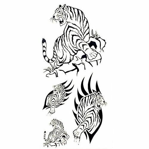 1pc Black Tiger Waterproof Tattoo Sample Mold Temporary Tattoos Sticker for Body Art(18.5cm8.5cm)