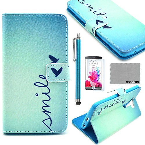 COCO FUN Cute Heart Pattern PU Leather Full Body Case with Screen Protector, Stylus and Stand for LG G3 D850