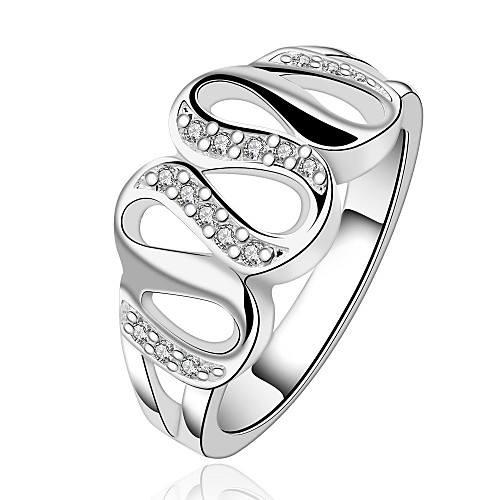 Fashion Design Women (Zircon Inlaid) White Silver-Plated Women Rings (White) (1 Pc)