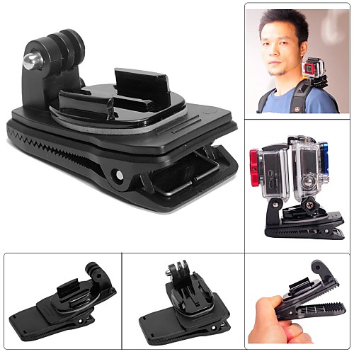 Fat Cat M-DR Dual-Cam Rec-mount Clip Backpack Clip Mount for GoPro Hero 4/ 3 / 3 / 2 / 1 - Black