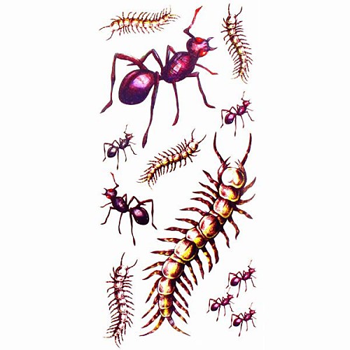 1pc Animal Ant Waterproof Tattoo Sample Mold Temporary Tattoos Sticker for Body Art(18.5cm8.5cm)