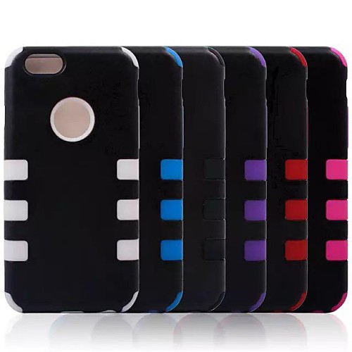 PC  Silica Gel 3 in 1 Design Shockproof Back Cover Case for iPhone 6 (Assorted Colors)