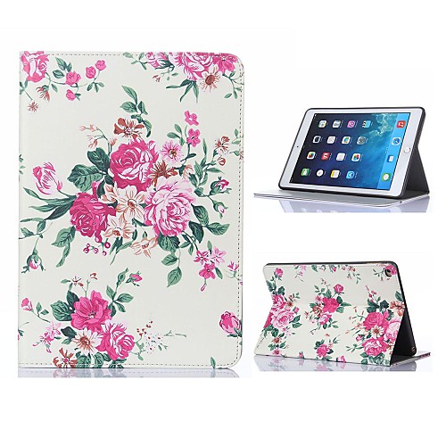 Elegant Flower Design Leather Case with Stand for iPad Air 2