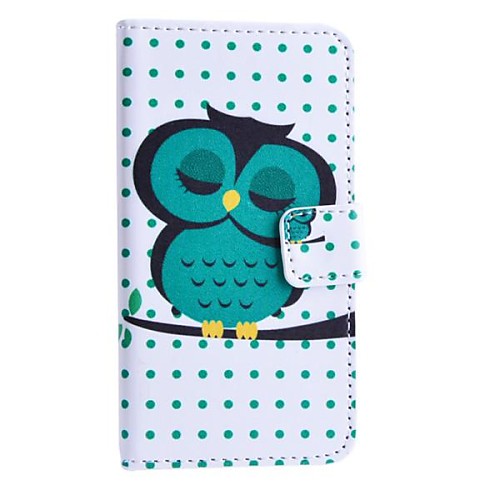 Sleeping Owl Pattern PU Leather Case with Stand and Card Slot for Huawei Y330