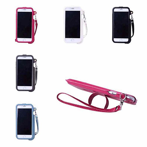 Solid Color Lanyard Leather Case with Stand for iPhone 6(Assorted Colors)